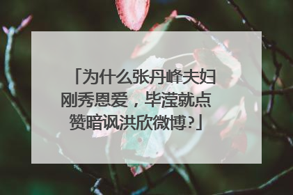 为什么张丹峰夫妇刚秀恩爱，毕滢就点赞暗讽洪欣微博?