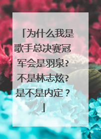 为什么我是歌手总决赛冠军会是羽泉?不是林志炫?是不是内定?