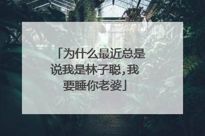 为什么最近总是说我是林子聪,我要睡你老婆