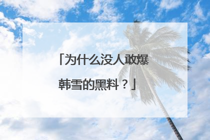 为什么没人敢爆韩雪的黑料?
