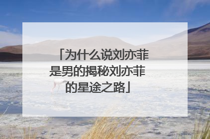 为什么说刘亦菲是男的揭秘刘亦菲的星途之路