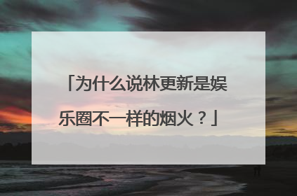 为什么说林更新是娱乐圈不一样的烟火？