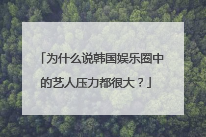 为什么说韩国娱乐圈中的艺人压力都很大？