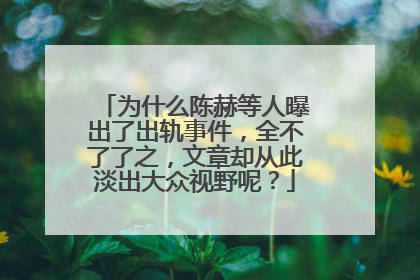 为什么陈赫等人曝出了出轨事件,全不了了之,文章却从此淡出大众视野呢?