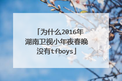 为什么2016年湖南卫视小年夜春晚没有tfboys