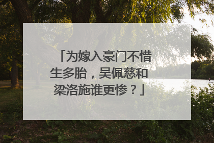 为嫁入豪门不惜生多胎，吴佩慈和梁洛施谁更惨？