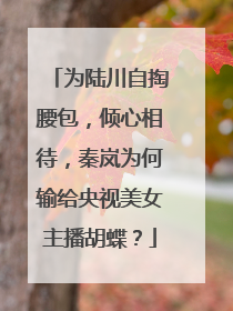 为陆川自掏腰包,倾心相待,秦岚为何输给央视美女主播胡蝶?