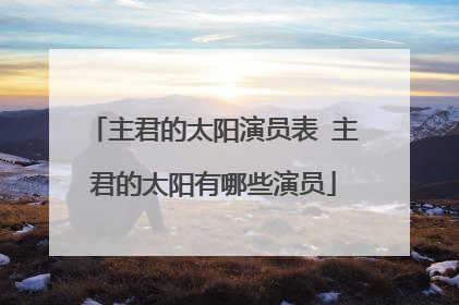 主君的太阳演员表 主君的太阳有哪些演员