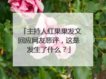 主持人红果果发文回应网友恶评，这是发生了什么？