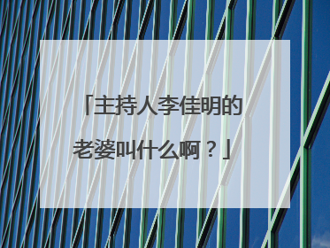 主持人李佳明的老婆叫什么啊？