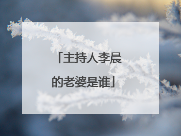 主持人李晨的老婆是谁