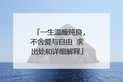 一生温暖纯良,不舍爱与自由 求出处和详细解释
