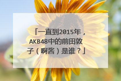 一直到2015年,AKB48中的前田敦子(啊酱)是谁?