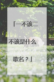 一不该二不该是什么歌名?