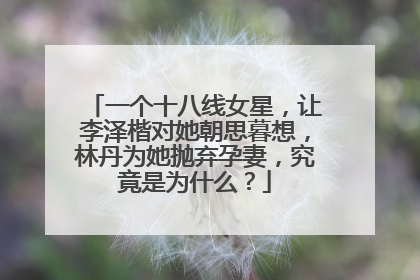 一个十八线女星,让李泽楷对她朝思暮想,林丹为她抛弃孕妻,究竟是为什么?