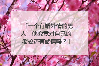 一个有婚外情的男人,他究竟对自己的老婆还有感情吗?