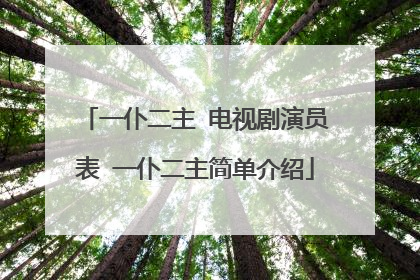 一仆二主 电视剧演员表 一仆二主简单介绍