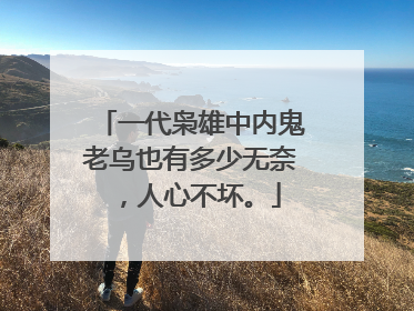 一代枭雄中内鬼老乌也有多少无奈,人心不坏。