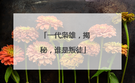 一代枭雄，揭秘，谁是叛徒