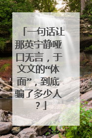 一句话让那英宁静哑口无言，于文文的“体面”，到底骗了多少人？