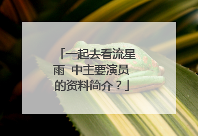 一起去看流星雨 中主要演员的资料简介？