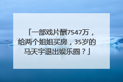 一部戏片酬7547万，给两个姐姐买房，35岁的马天宇退出娱乐圈？