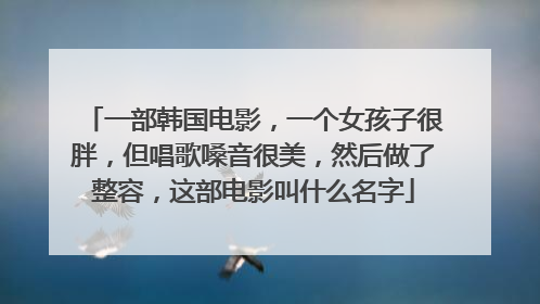 一部韩国电影，一个女孩子很胖，但唱歌嗓音很美，然后做了整容，这部电影叫什么名字