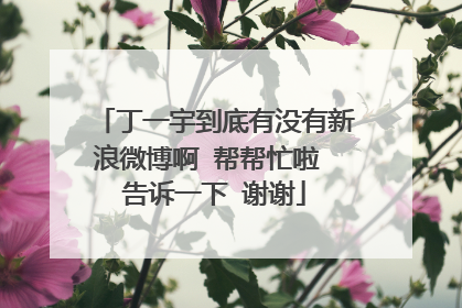 丁一宇到底有没有新浪微博啊 帮帮忙啦 告诉一下 谢谢