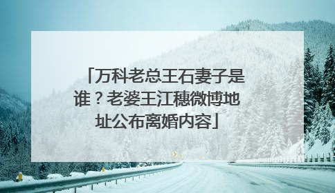 万科老总王石妻子是谁？老婆王江穗微博地址公布离婚内容