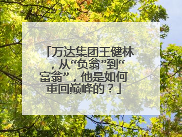 万达集团王健林，从“负翁”到“富翁”，他是如何重回巅峰的？