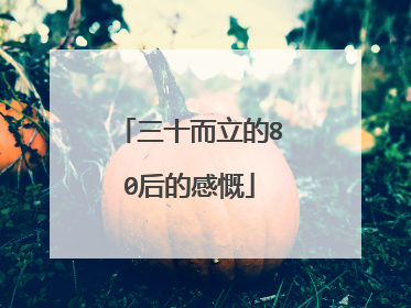 三十而立的80后的感慨