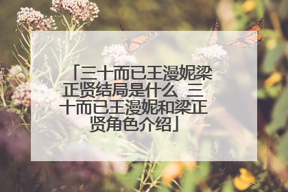 三十而已王漫妮梁正贤结局是什么 三十而已王漫妮和梁正贤角色介绍