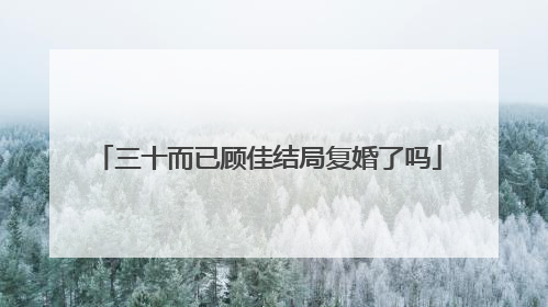 三十而已顾佳结局复婚了吗