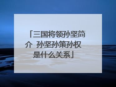三国将领孙坚简介 孙坚孙策孙权是什么关系