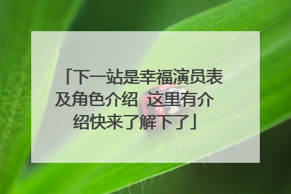 下一站是幸福演员表及角色介绍 这里有介绍快来了解下了