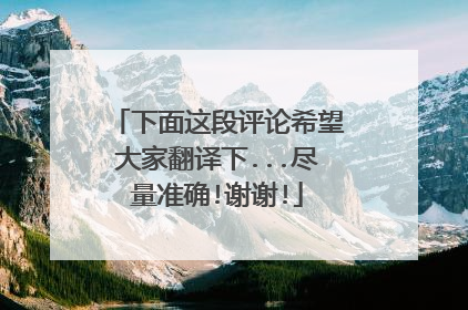 下面这段评论希望大家翻译下...尽量准确!谢谢!