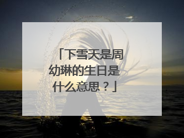 下雪天是周幼琳的生日是什么意思？