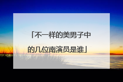 不一样的美男子中的几位南演员是谁