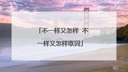 不一样又怎样 不一样又怎样歌词