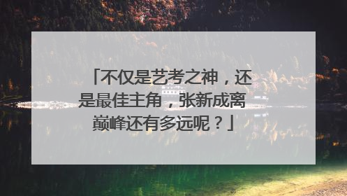 不仅是艺考之神，还是最佳主角，张新成离巅峰还有多远呢？