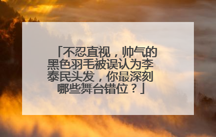 不忍直视，帅气的黑色羽毛被误认为李泰民头发，你最深刻哪些舞台错位？