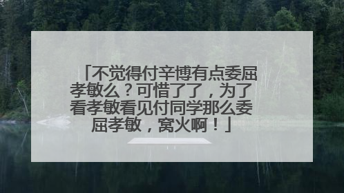 不觉得付辛博有点委屈孝敏么?可惜了了,为了看孝敏看见付同学那么委屈孝敏,窝火啊!