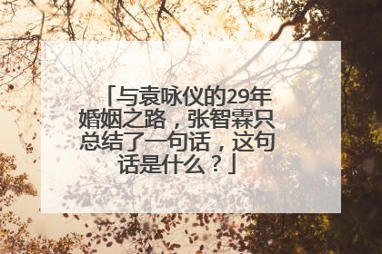 与袁咏仪的29年婚姻之路，张智霖只总结了一句话，这句话是什么？