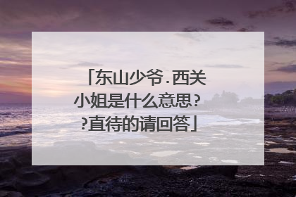 东山少爷.西关小姐是什么意思??直待的请回答