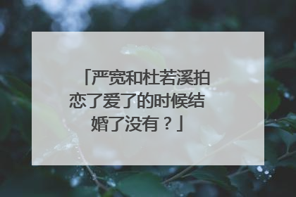 严宽和杜若溪拍恋了爱了的时候结婚了没有？
