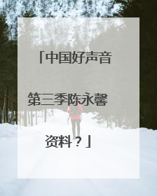 中国好声音第三季陈永馨资料？