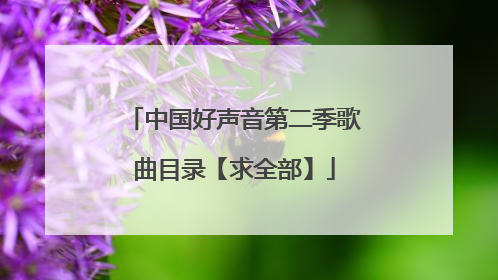 中国好声音第二季歌曲目录【求全部】