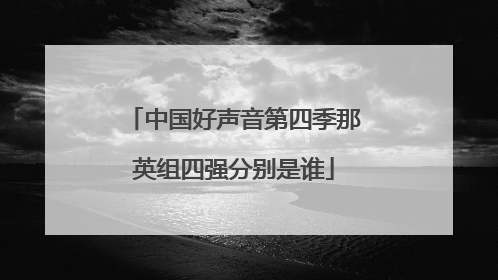 中国好声音第四季那英组四强分别是谁
