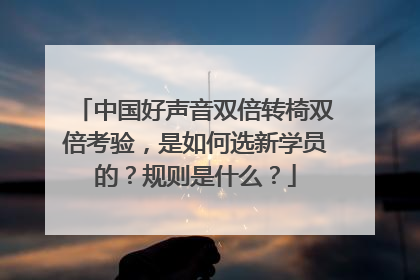 中国好声音双倍转椅双倍考验,是如何选新学员的?规则是什么?