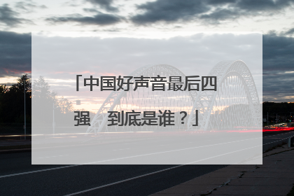 中国好声音最后四强　到底是谁？